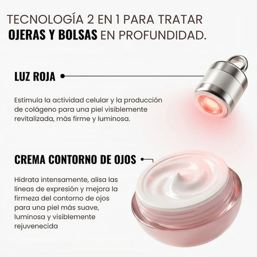 Crema Antiojeras + Masajeador de Luz Roja