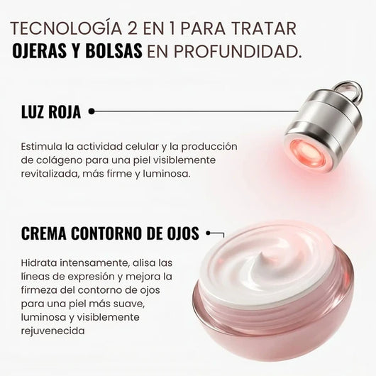 Crema Antiojeras + Masajeador de Luz Roja